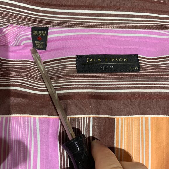 Jack Lipson Sport Casual Striped Print Flip Cuff Shirt - Picture 9 of 13